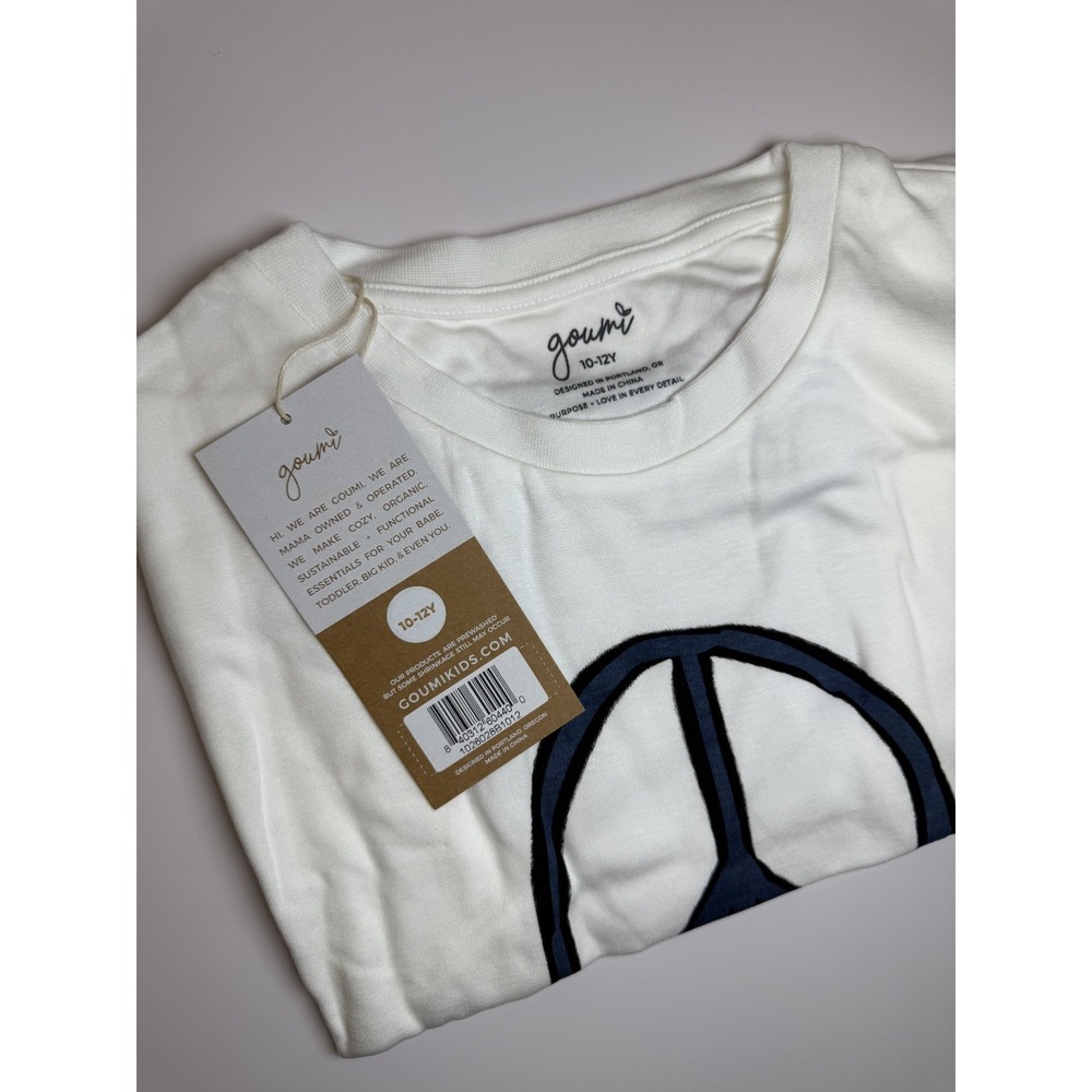 NWT Goumi Kids Peace Tee 10/12 Oversized Unisex Short Sleeve